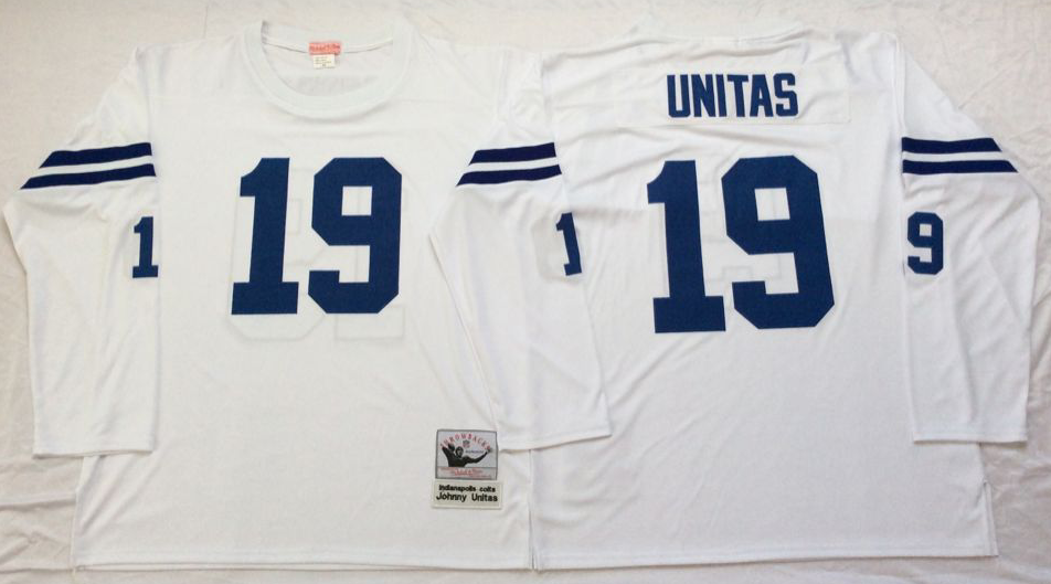 Men NFL Indianapolis Colts #19 Unitas white Mitchell Ness jerseys->indianapolis colts->NFL Jersey
